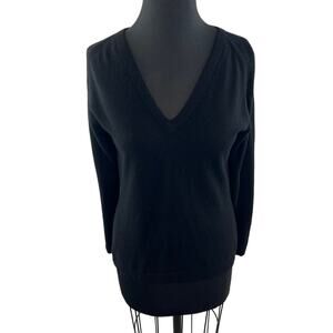 Calvin Klein Collection Cashmere Sweater Black Knit V-Neck Pullover Scotland M